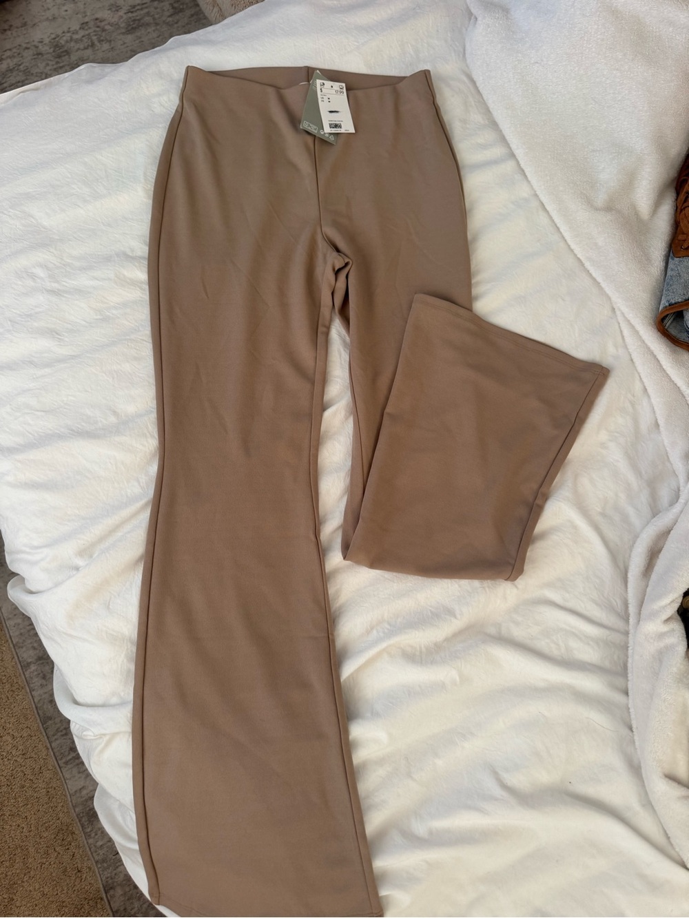H&M Taupe Boot-Cut High-Rise Pants